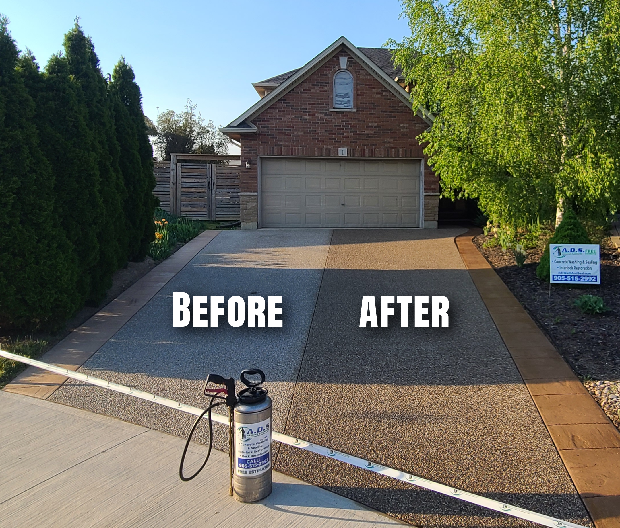 Concrete driveway sealing Hamilton before and after